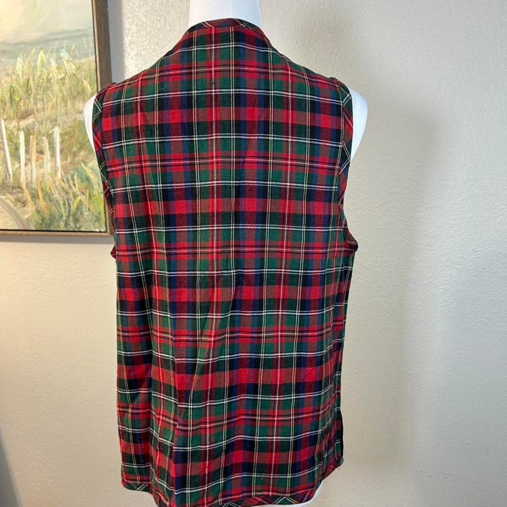 Casey & Max Vintage Christmas Patchwork Vest Plaid Trim Holiday Vest - Size S - Picture 3 of 8